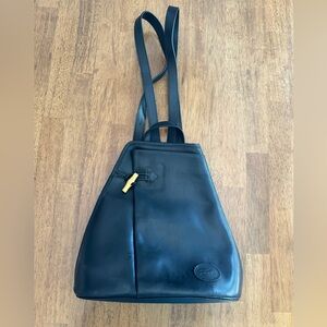 Longchamp Vintage Roseau Leather Backpack Black W/Gold Hardware